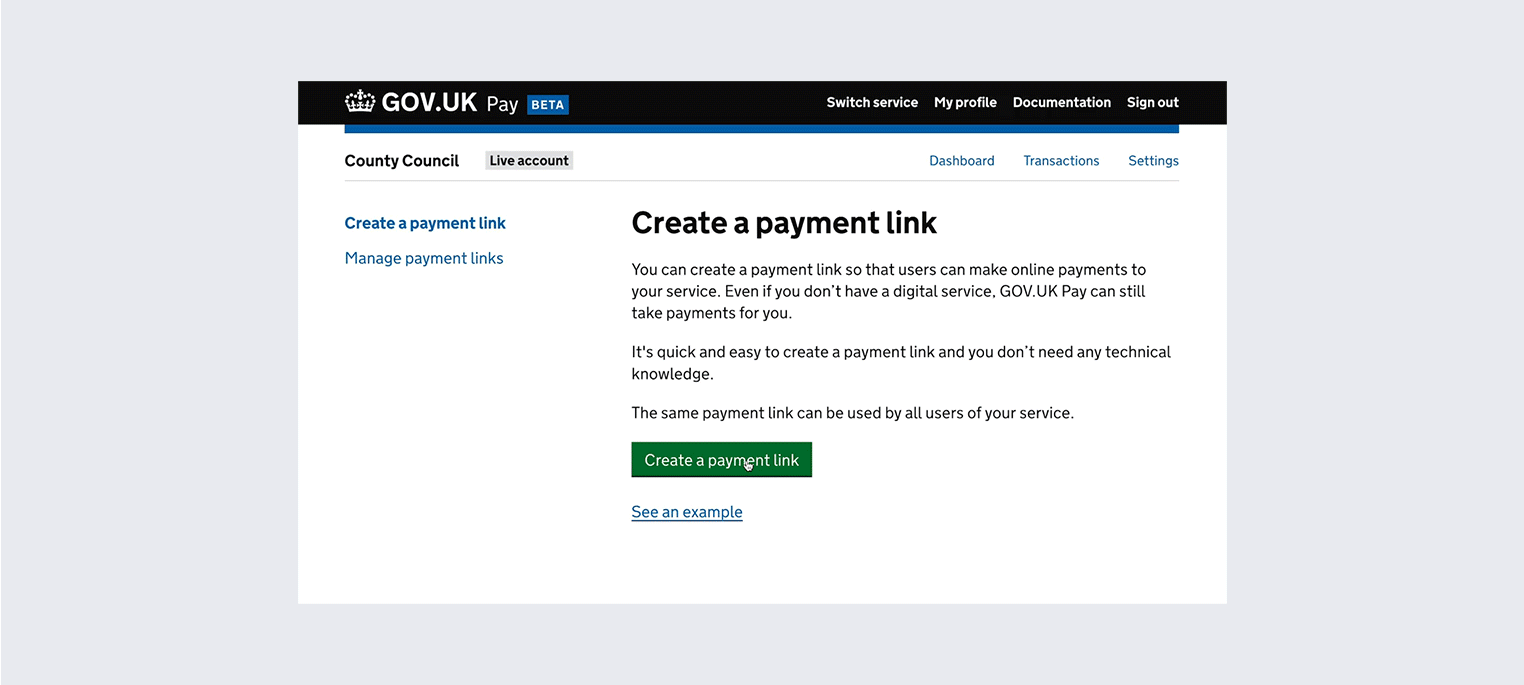 Gif of payment link creation flow